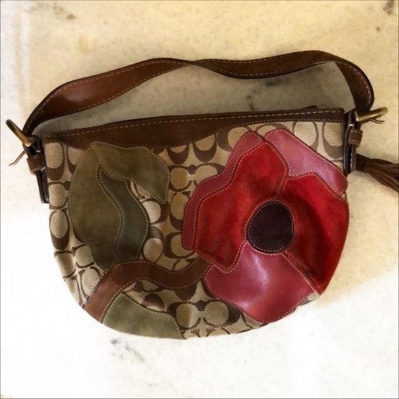 Coach Handbags - LIMITED Edition Coach Poppies for Peace Suede & Leather Rich Flower Shoulder Bag